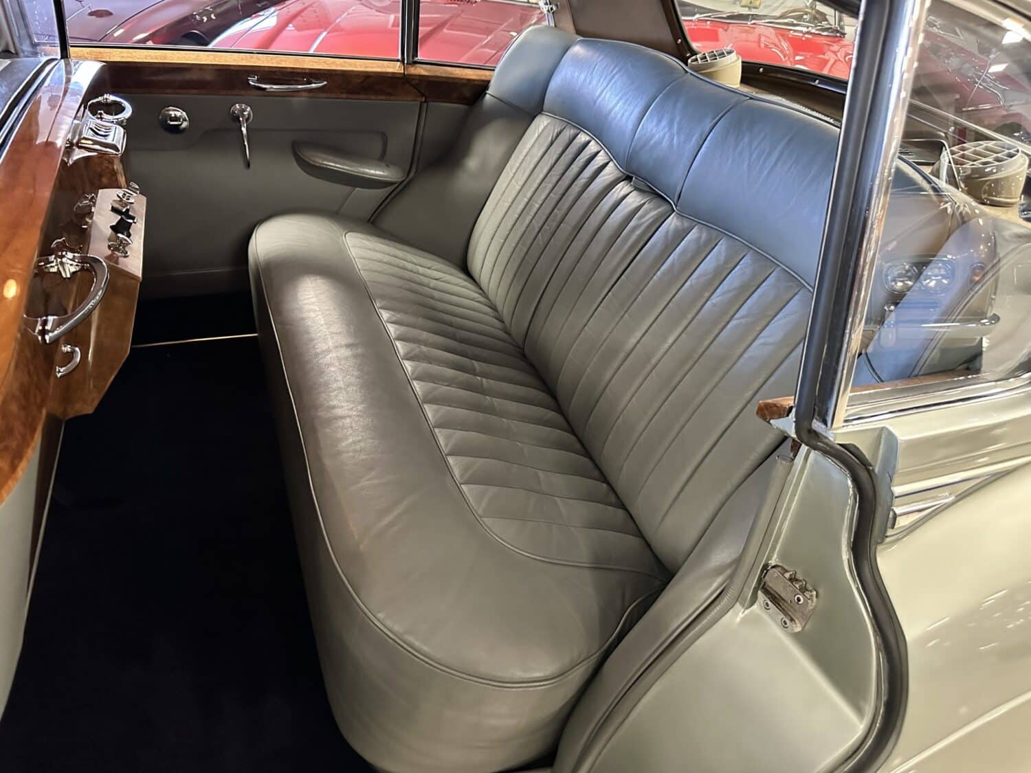Gray Connolly hides/leather seats for rear passengers for weddings.